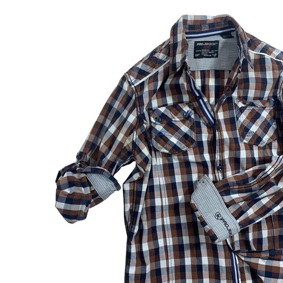 PROJEK RAW long sleeve cotton plaid shirt size medium - Picture 11 of 16